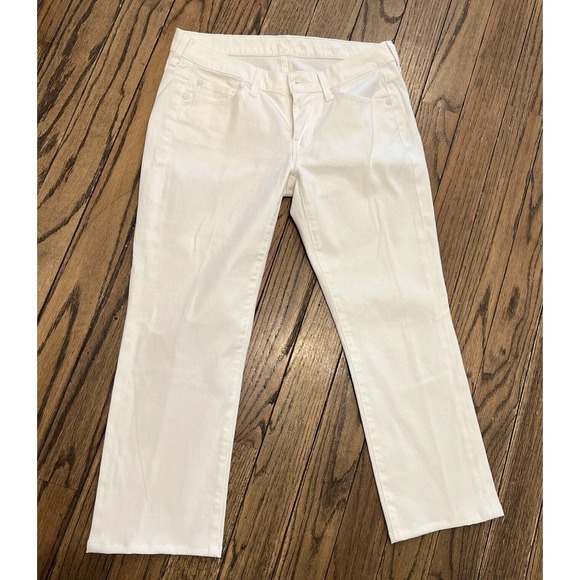 NWOT -7 For All Mankind White Straight Leg Cropped Women's Jeans. Size 28 - Picture 1 of 7
